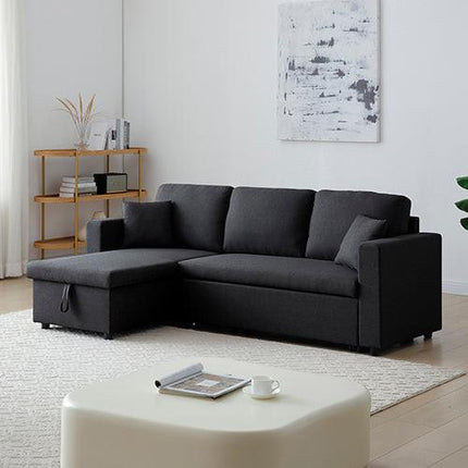 Multifunctional Sofa Bed Fabric Upholstery Chaise Section Comfy Cushions Armrests.
