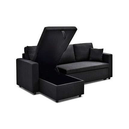 Multifunctional Sofa Bed Fabric Upholstery Chaise Section Comfy Cushions Armrests.