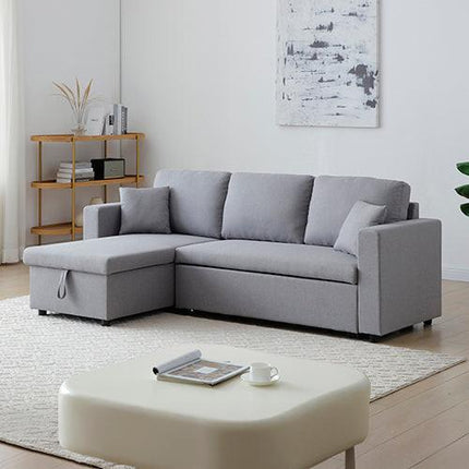 Multifunctional Sofa Bed Fabric Upholstery Chaise Section Comfy Cushions Armrests.