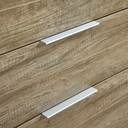 Tallboy with 5 Storage Drawers Natural Wood like MDF in Oak Colour.