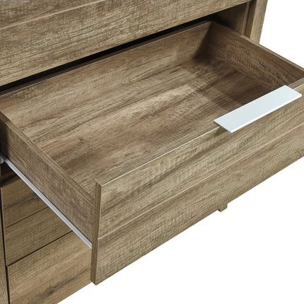 Tallboy with 5 Storage Drawers Natural Wood like MDF in Oak Colour.