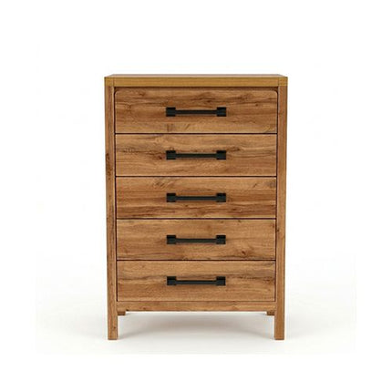 Natural Timber Look Tallboy with 5 Spacious Drawers