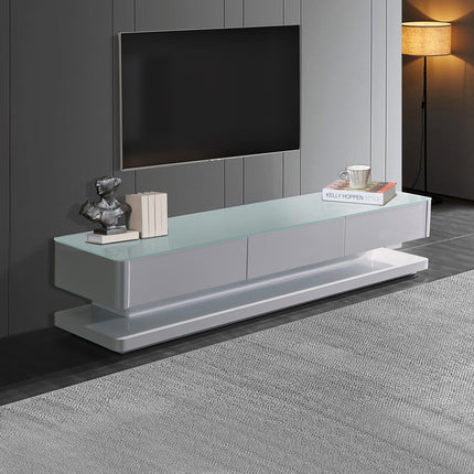 TV Cabinet with 3 Storage Drawers With High Glossy Assembled Entertainment Unit in White colour.