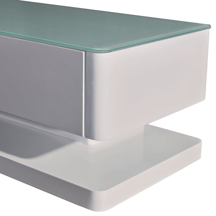TV Cabinet with 3 Storage Drawers With High Glossy Assembled Entertainment Unit in White colour.