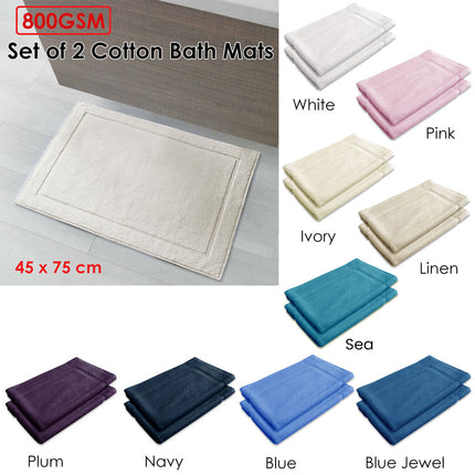 800GSM Set of 2 Cotton Bath Mat Pink.