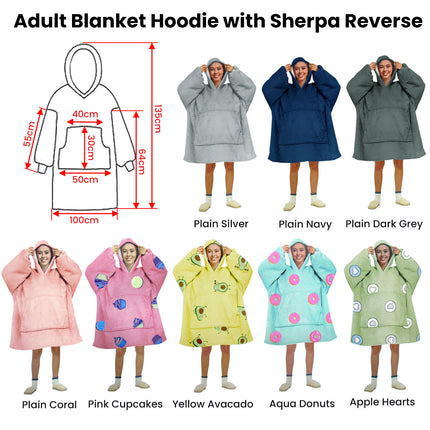 Blanket Hoodie with Sherpa Reverse Plain Silver.