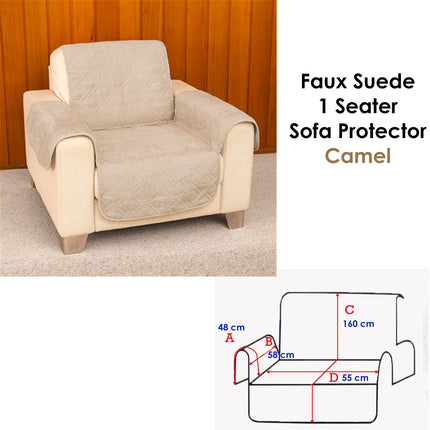 Faux Suede 1 Seater Sofa Protector Camel.