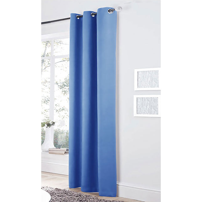 Bloomington One Panel of Easy Care Eyelet Curtains Blue 120 x 221 cm.