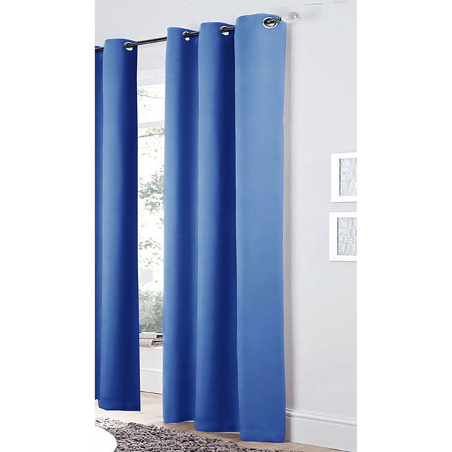Bloomington Pair of Easy Care Eyelet Curtains Blue 120 x 221 cm.