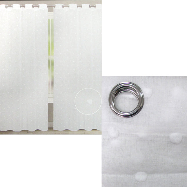 Bubble White Pair of Sheer Eyelet Curtains 140 x 223cm.