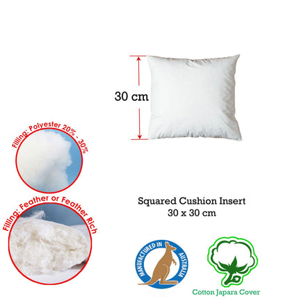 Duck Feather Rich Fill Cushion Inserter Square 30 x 30cm.