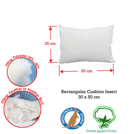 Duck Feather Rich Fill Cushion Inserter Rectangular 30 x 50cm.