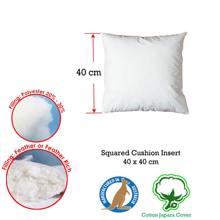 Duck Feather Rich Fill Cushion Inserter Square 40 x 40cm.