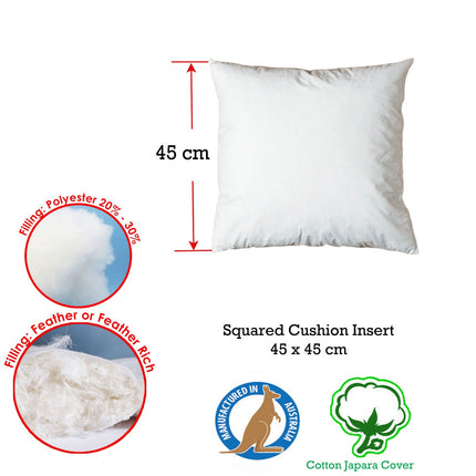 Duck Feather Rich Fill Cushion Inserter Square 45 x 45cm.