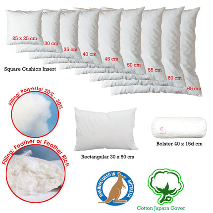 Duck Feather Rich Fill Cushion Inserter Square 45 x 45cm.