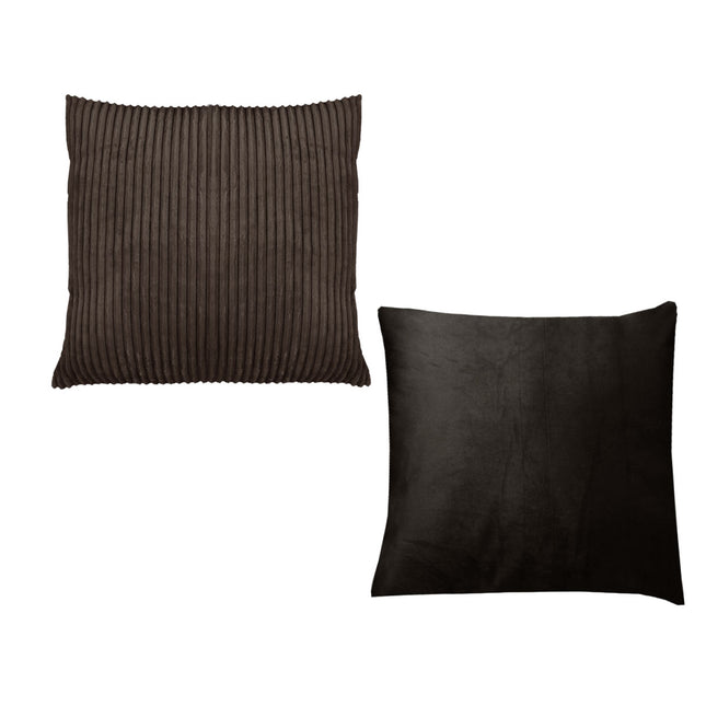 Pair of Calico Cordury Cushions Chocolate.