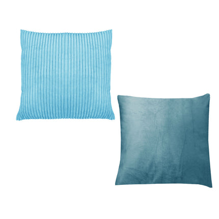 Pair of Calico Cordury Cushions Sky.