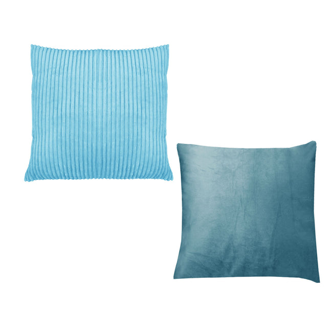 Pair of Calico Cordury Cushions Sky.