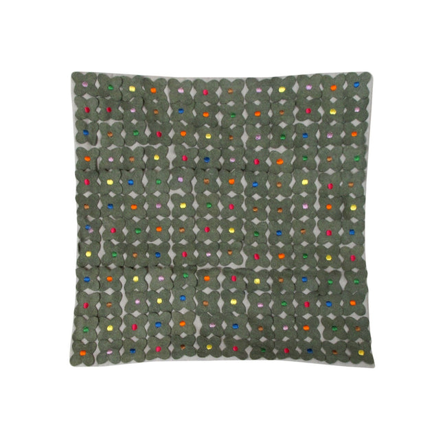 Lora Applicate Flowers Grey Cushion Cover.