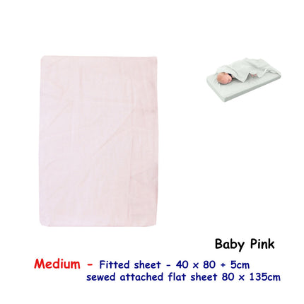 Baby Pink Bassinet Fitted Sheet with a Flat Sheet Sewed Attached.
