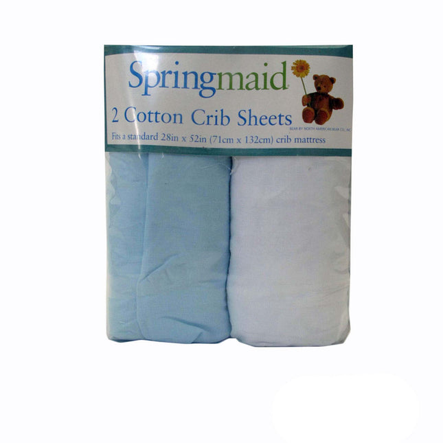 2 Piece of Baby Cot Cotton Fitted Sheet Blue & White.
