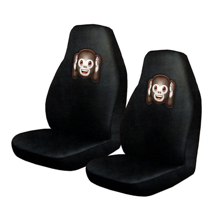 Pair of Emoji Car Front Seat Covers Monkey Face.