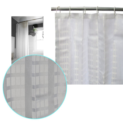 Jacquard White Checkered Bathroom Shower Curtain 180cm wide x 210 cm long.