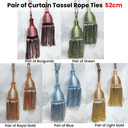 Pair of Curtain Tassel Rope Ties 52cm Burgundy.