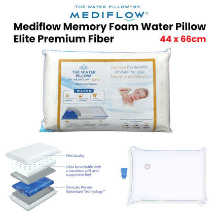 Mediflow Elite Premium Fiber Memory Foam Water Pillow 44 x 66 cm.