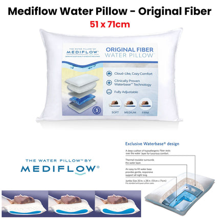 Mediflow Adjustable Waterbase Water Neck Pain Reduction Standard Pillow 51 x 71 cm.