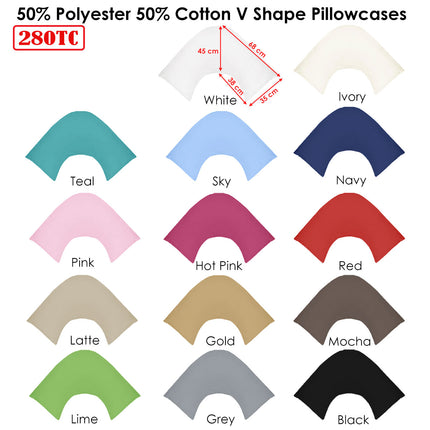 280TC Polyester Cotton V Shape Pillowcase Navy.