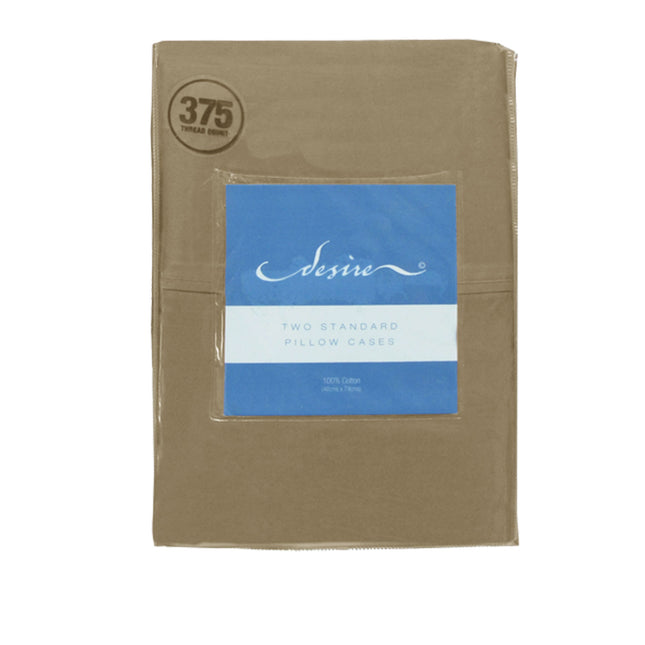 Pair of Cotton Standard Pillowcases 375TC Latte.