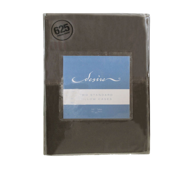 Pair of Cotton Standard Pillowcases 625TC Dark Brown.