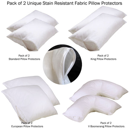 Set of 2 Stain Resistant Pillow Protectors Standard.