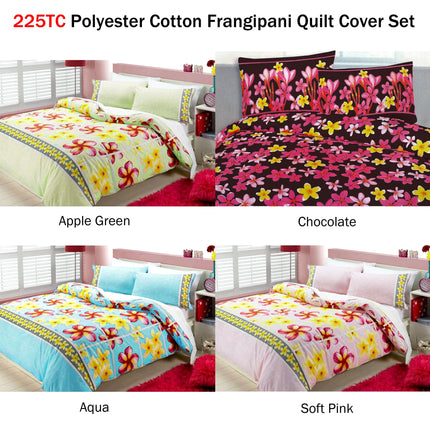 Floating Frangipani Quilt Cover Set Soft Pink Single.
