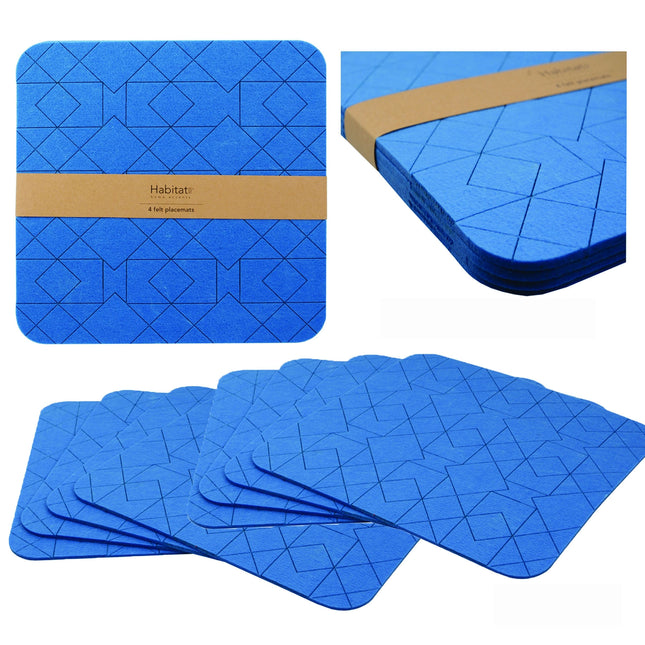 Set of 8 Felt Placemats Cobalt Blue.