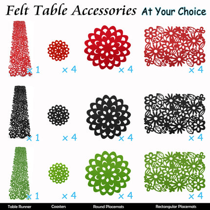 Choice Set of 4 Felt Round Table Coasters Red.