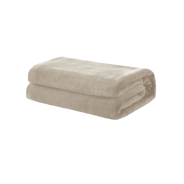 Soft Coral Fleece Throw Rug/Blanket Sand.