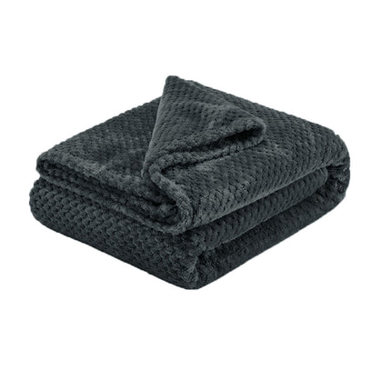 Soft Diamond Fleece Throw Rug/Blanket Charcoal.