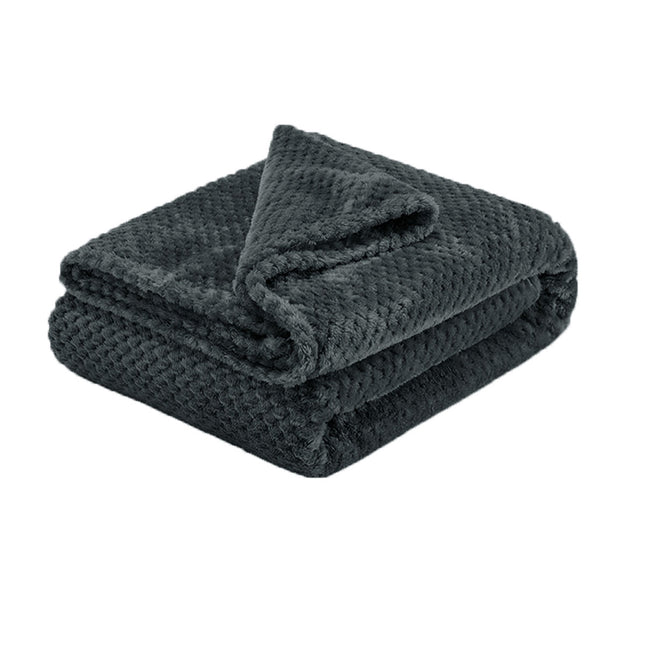 Soft Diamond Fleece Throw Rug/Blanket Charcoal.