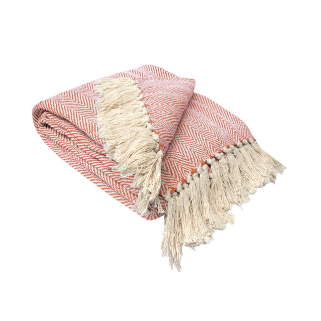 Herringbone Extra Large Throw Rug Orange.