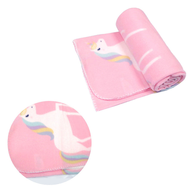 Funky Cute Polar Fleece Throw Rug Pink Unicorn.
