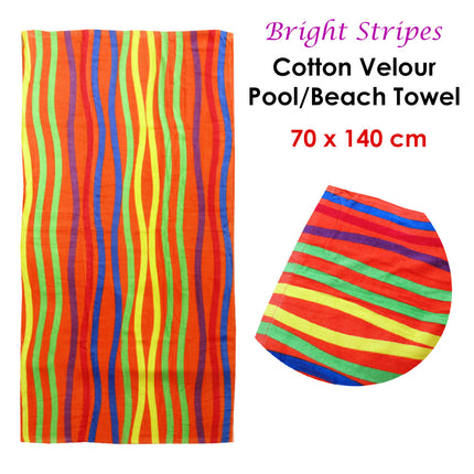 Bright Stripes Cotton Velour Printed Beach Towel.