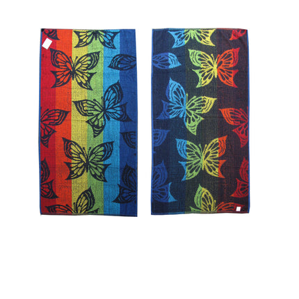 Set of 4 Imperfect Jacquard Terry Beach Towels Butterfly.