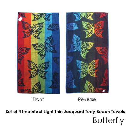 Set of 4 Imperfect Jacquard Terry Beach Towels Butterfly.