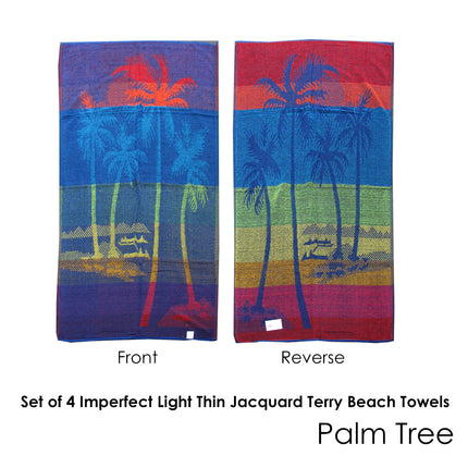Set of 4 Imperfect Jacquard Terry Beach Towels Palm Tree.