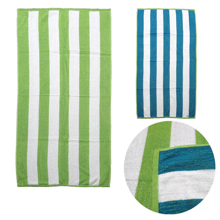 Set of 2 Reversible Cabana Striped Towels Lime/Blue.