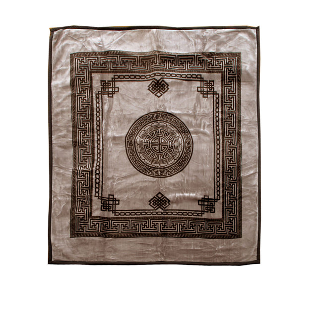 1000GSM Olympia Greek Key Luxury Quality 2 Ply Mink Blanket Queen Taupe.