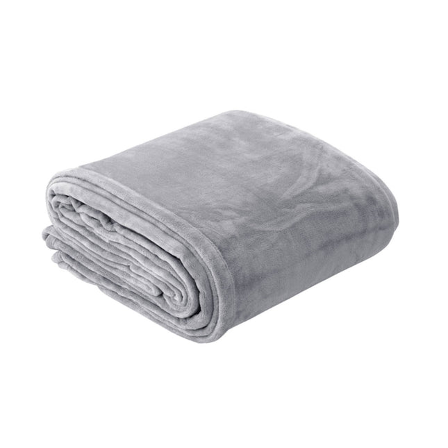 In 2 Linen 350GSM Plush Ultra Soft Velvet Touch Blanket Silver Double/Queen.