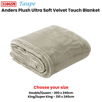 In 2 Linen 350GSM Plush Ultra Soft Velvet Touch Blanket Taupe King/Super King.
